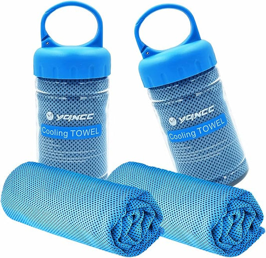 YQXCC 2 Pack Cooling Towels (47"x12"), Ice Cool Neck Towel, Soft Breathable Microfiber for Yoga, Golf, Gym, Running, Camping & Hot Weather