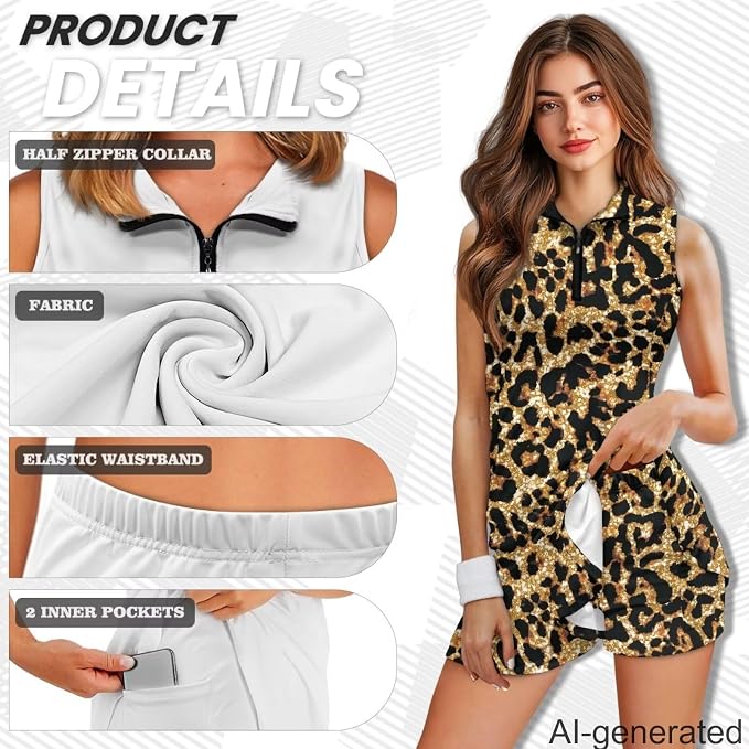 Golf Dress Tennis Dresses for Women with Built in Shorts and Pockets Sleeveless Athletic Dress Workout Dress
