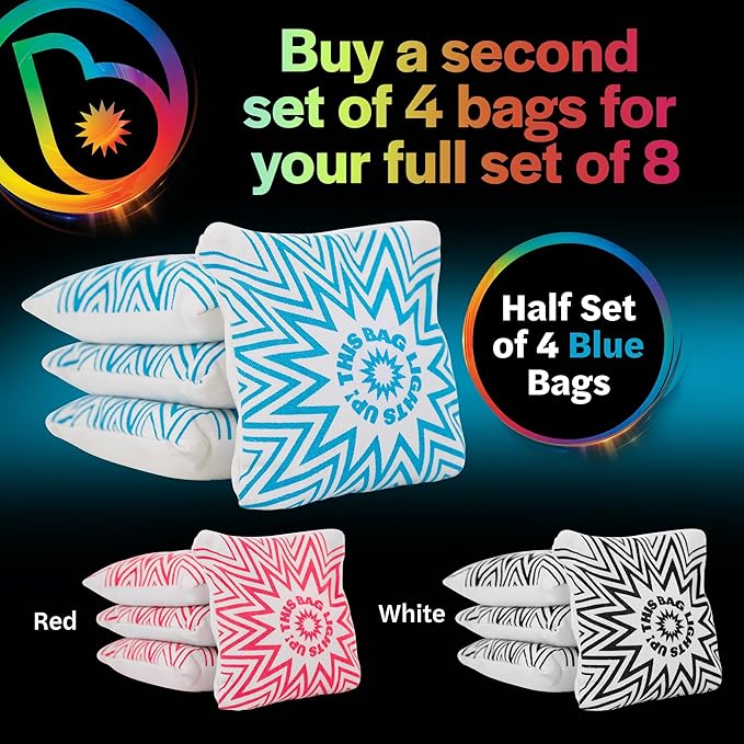 Brightz BagBrightz LED Cornhole Bags, 4-Pack - Cornhole Bean Bags That Light Up - Next Level Gameplay Experience! - 6+ Hours of Glow Time - Sold in Packs of 4 - Select Your Team Colors!
