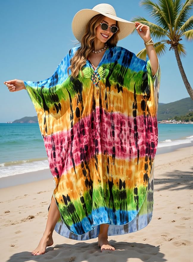 Mumu Dresses for Women Plus Size, Bohemian Kaftan Beach Cover Up Long Maxi Nightgown Soft Loungewear