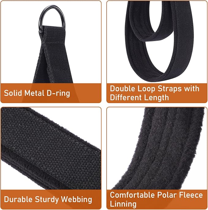 TOBWOLF Pilates Straps - Double Loop D-Ring Straps for Reformer, Padded, Home Gym Workout