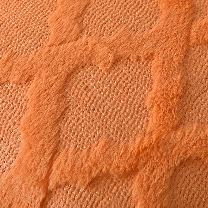Set of 2 Soft Moroccan Throw Pillow Covers 16x16 Inch Plush Boho Decorative Pillow Cover Accent Cushion Case for Couch Sofa Bed, Orange