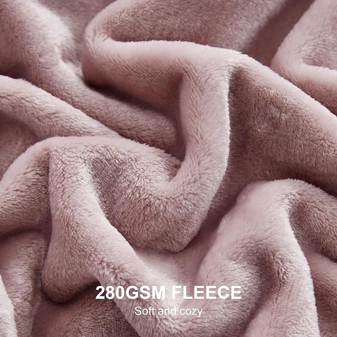 Hansleep Full Pink Fleece Blanket, Soft Flannel Bed Blanket | Fuzzy Cozy Blanket 84x90 Inches, Multi-use for Bed, Sofa, Couch, Travel, Camping, All Season Warm Lightweight Cover