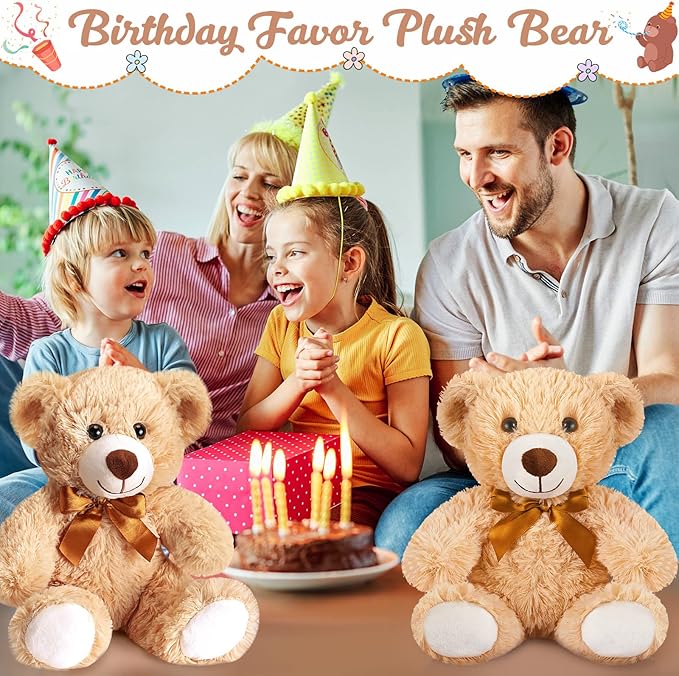 HyDren 36 Pcs 14 Inches Stuffed Bears Animals Plush Toys Bulk Soft Cute Small Shaggy Bear for Baby Shower Birthday Gifts Wedding Party Favor Decoration(Light Brown)