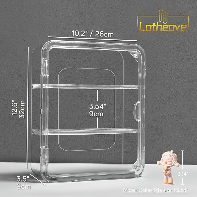 Clear Acrylic Display Case with Light, 3 Tiers Clear Display Case for Figures, Acrylic Storage Organizers Box with Magnetic Door, Wall-Mounted Dustproof Showcase for Collectibles Action Figure
