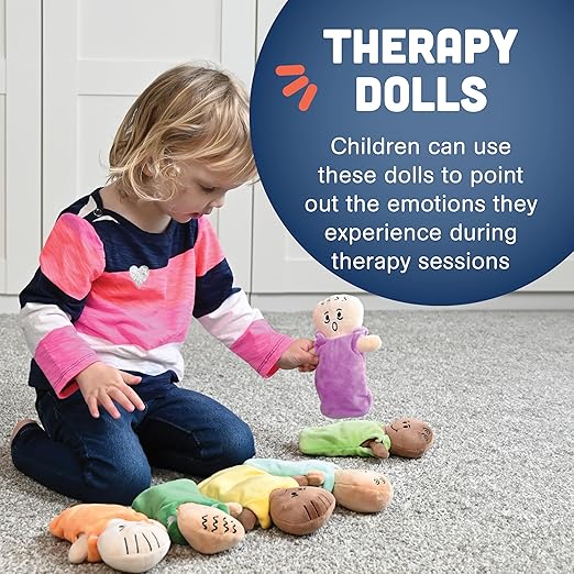 Constructive Playthings 6-Piece Expression Plush Baby Dolls Set for Social Emotional Learning, Plush Multicultural Sensory Cloth Babies Toy Set, Multicolor