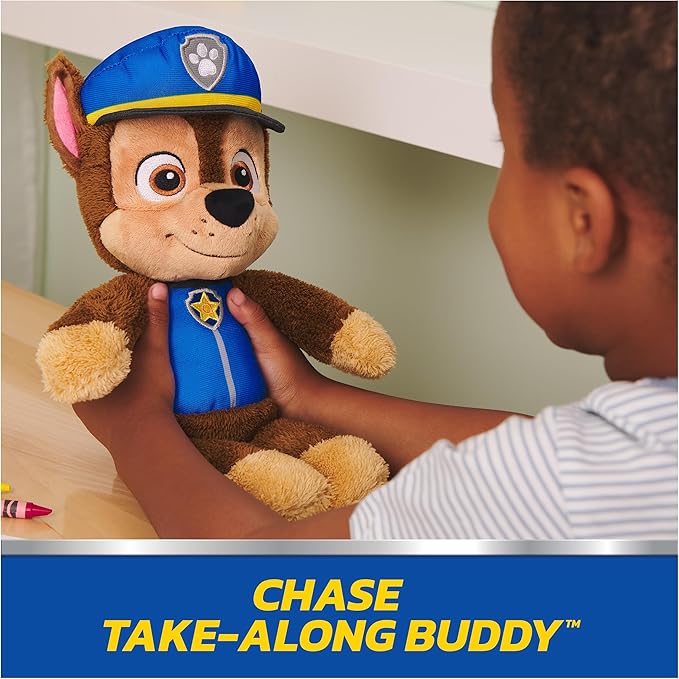 GUND PAW Patrol Official Chase Take Along Buddy Plush Toy, Premium Stuffed Animal for Ages 1 & Up, Blue/Brown, 13”