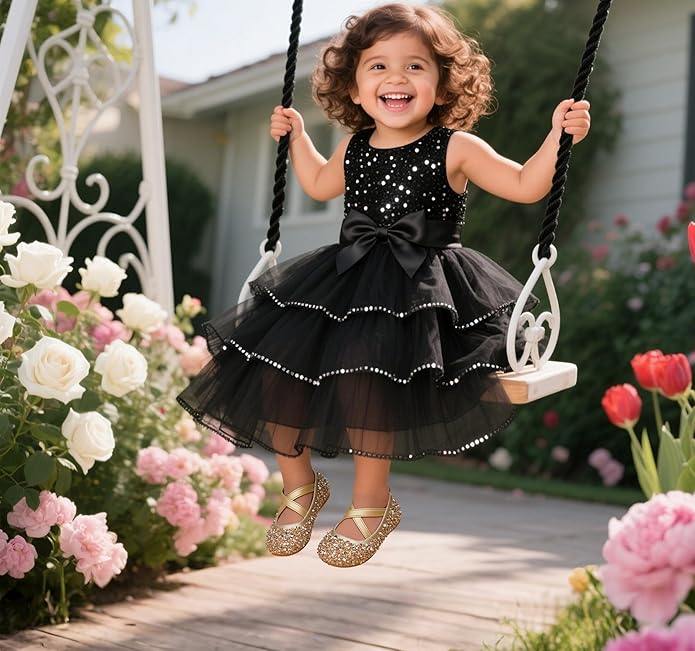 THEE BRON Mary Jane Ballet Flats - Girls' Dress Shoes with Hook & Loop Closure