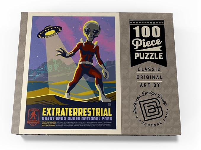 MyPuzzle Legends of The National Parks: Great Sand Dune's Extraterrestrials, Vintage Poster - Premium 100 Piece Jigsaw Puzzle for Adults