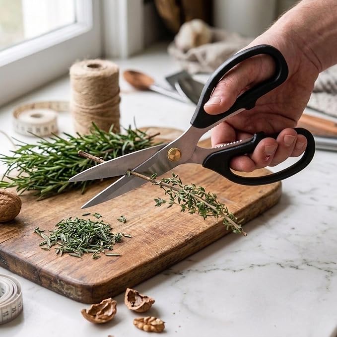 2 Pack All Purpose Kitchen Scissors, Durable Stainless Steel Scissors, Soft Grip Comfort Handle, 7.75 Inch, Black