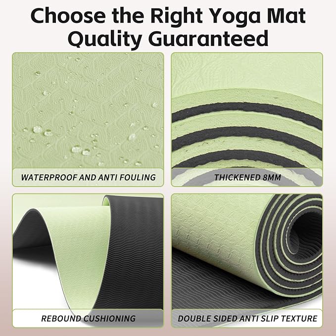 PAIDU Yoga Mat 8mm Super Thick TPE Fitness Mat | SGS Certified | Non-Slip, Odorless & Tear-Resistant | Unisex with Strap | for Yoga, Pilates, Meditation & Home Workouts