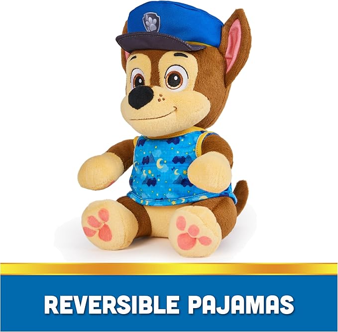 Paw Patrol, Bedtime Plush Chase, 10-Inch Stuffed Animal with Reversible Outfit, Kids Toys for Boys & Girls Ages 3 and Up