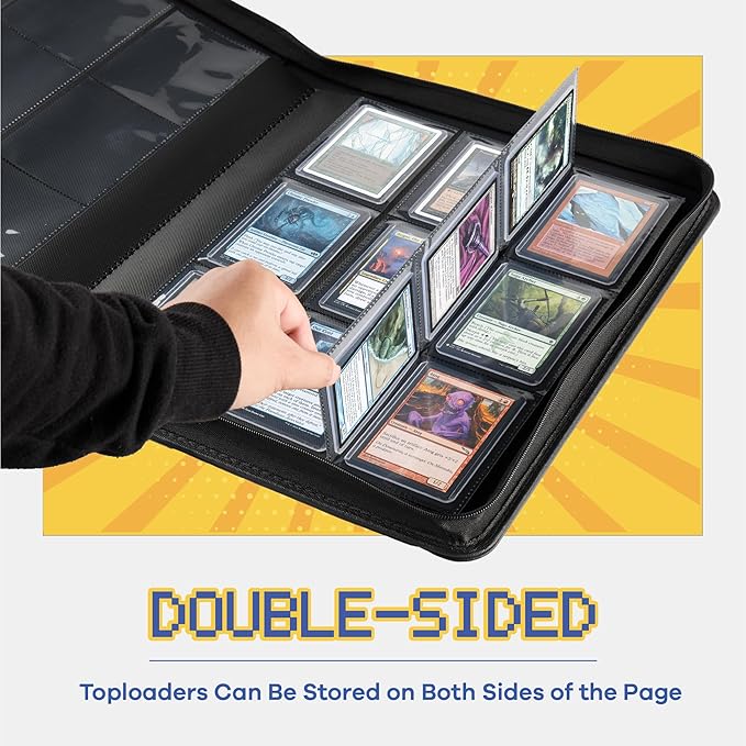 9-Pocket Toploader Binder, Clovecat Premium Card Book， Holds 252 Trading Card with 20 Removable Top-loader Sleeves，PU Card Holder Folders,Card Album for MTG, TCG, Yugioh, Game & Sports Cards(Green)