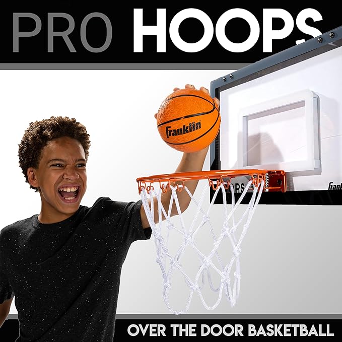 Franklin Sports Mini Basketball Hoops-Indoor Over The Door Mini Hoop+Basketball Sets-Perfect Accessory for Bedroom+Office