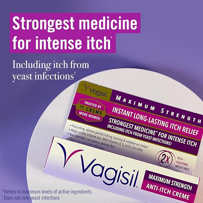 Vagisil Maximum Strength Feminine Anti-Itch Cream with Benzocaine for Women & Feminine Wash for Intimate Area Hygiene, Odor Block, Gynecologist Tested, Hypoallergenic, 12 oz, (Pack of 1)