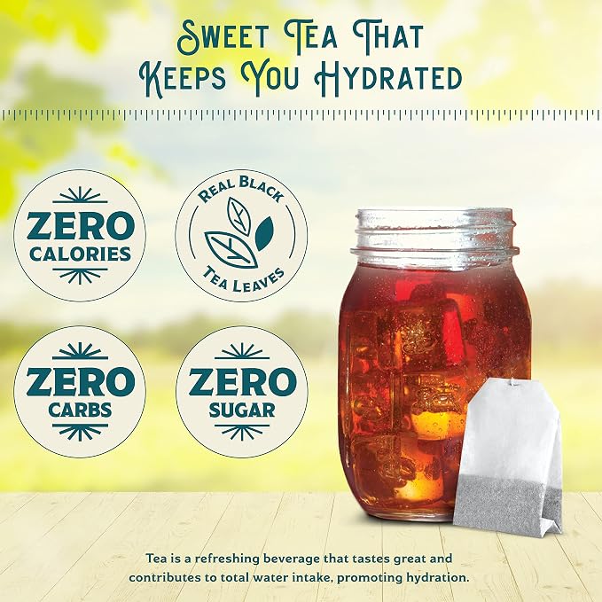 Southern Breeze Cold Brew Sweet Tea Variety Pack Iced Tea with Black Tea and Zero Carbs Zero Sugar, 20 Individually Wrapped Tea Bags, Pack of 4 Original, Raspberry, Peach, and Half & Half