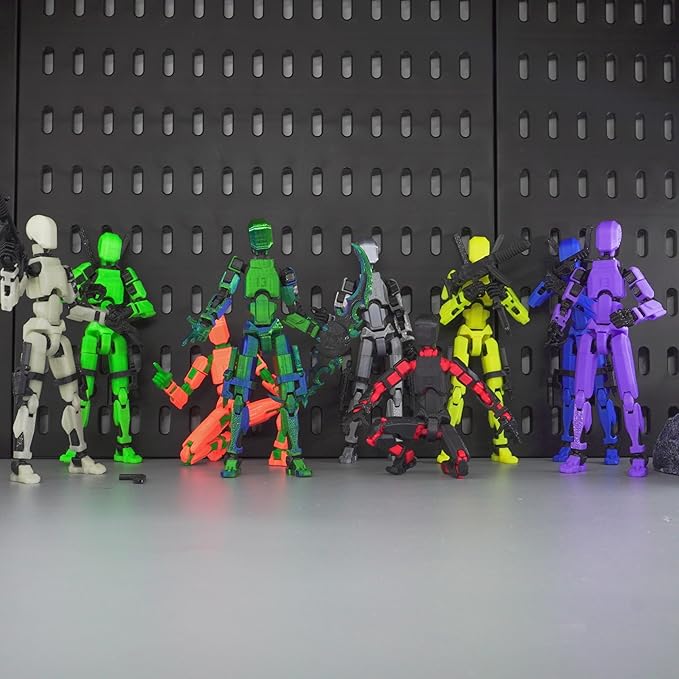 Pre-Assemly 3D Printed 5.54'' Stick 13 Action Figure, Multi-Jointed Tian13, Articulated T13 Desktop Decoration,12 in 1 Accessories, Best Birthday Festival Gift (Transparent)