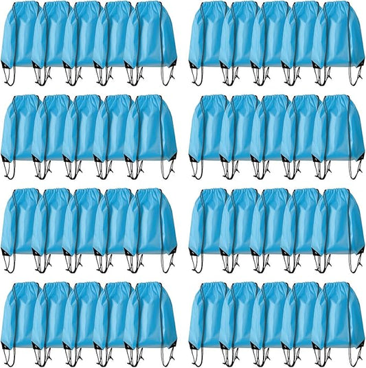Drawstring Backpack Bulk 40Pcs Draw String Backpack Bags DIY Gym Sports Traveling Yoga Cinch Bag Sackpack Drawstring (sky blue light blue)