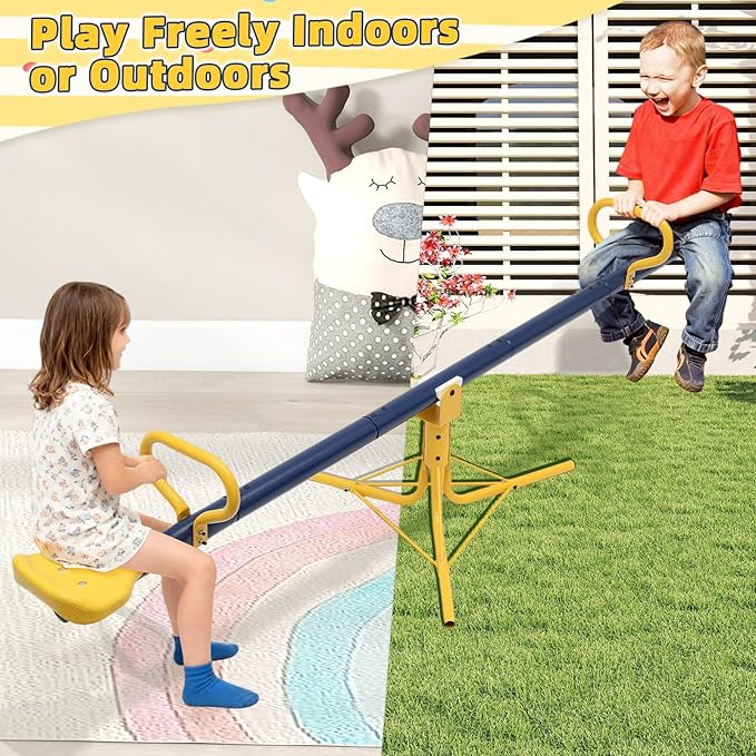 Teeter Totter for Kids Outdoor, Sit and Spin 360 Degrees Seesaw for Kids Outdoor for Outdoor Ages 2-10, Metal Heavy Duty Indoor & Outdoor Playset Toys for Playground Backyard Playhouse