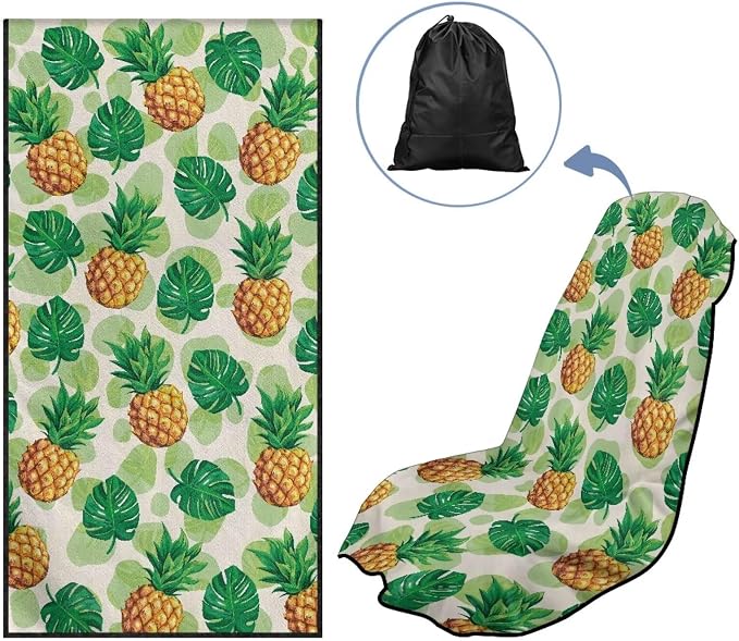 INSTANTARTS Pineapple Palm Leaf Car Seat Covers Car Seat Towel Covers Yoga Towel Car Seat Cover