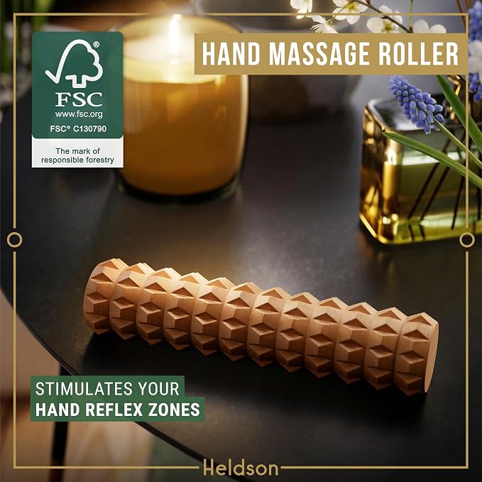 HELDSON® Wooden Therapy Massage Tools [6 Pieces] - Wood Rollers for Body Sculpting - Lymphatic Drainage Massager - Cellulite Tool - Maderoterapia Kit - Back Rolling Stick - Wellness Gifts Women, Men