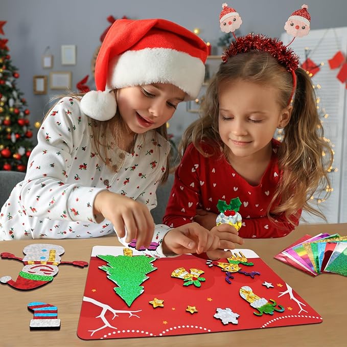 ZMLM Foil Art Kit for Kids - Christmas Foil Arts Crafts Fun Mess Free Activities, Stocking Stuffers Gifts for Ages 4 5 6 7 8 9 Girls Boys, Christmas Crafts for Kids Creative Birthday Gifts Toys