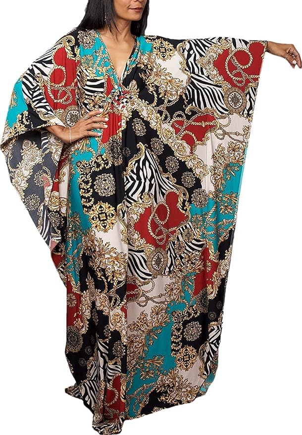 Venasha Womens Caftan Floral Print Kaftan Dress Short Sleeve Swimsuit Cover up Loungewear for Summer