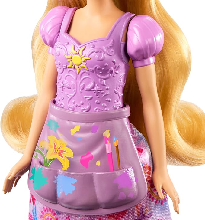 Mattel Disney Princess Toys, Rapunzel Fashion Doll with 2 Looks, 9 Accessories, 2 Snap-On Bodices & 2 Skirts, 2-in-1 Stories Inspired by Disney Tangled