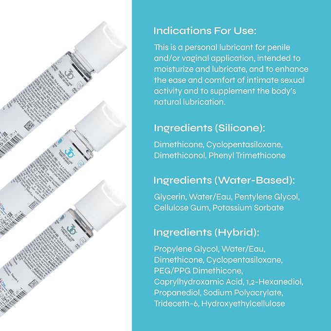 Turn On Assortment Sampler 3-Pack Essentials - Silicone, Water-Based, and Hybrid Lubes for Men, Women, and Couples | Paraben-Free, Gluten-Free, Stain-Free, Travel-Friendly, 1 fl oz Each