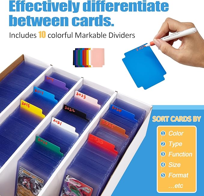8 Pack Cardboard Card Storage Box 3120 Count Bulk Card Storage White Sports Card Boxes