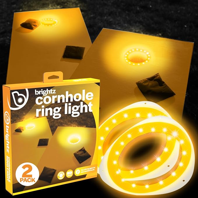 Brightz LED Cornhole Board Ring Lights, 2-Pack - 48-Hour Battery Life - Illuminate Your Game with Dazzling Glows and Ultimate Style for Non-Stop Evening Fun and Excitement (Includes Hole Lights Only)