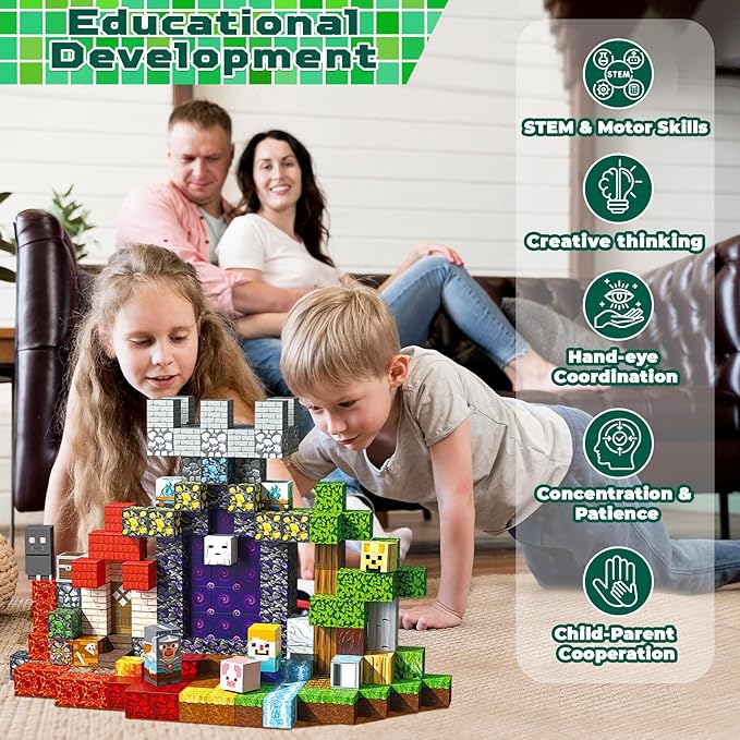 200 PCS 0.8in Magnetic Blocks - Magnet Toys for Kids, Magnetic Building Blocks Cubes, Stacking Magnets, School STEM Toys Birthday Gifts for Boys and Girls Age 3+ Years Old (Theme: Portal)