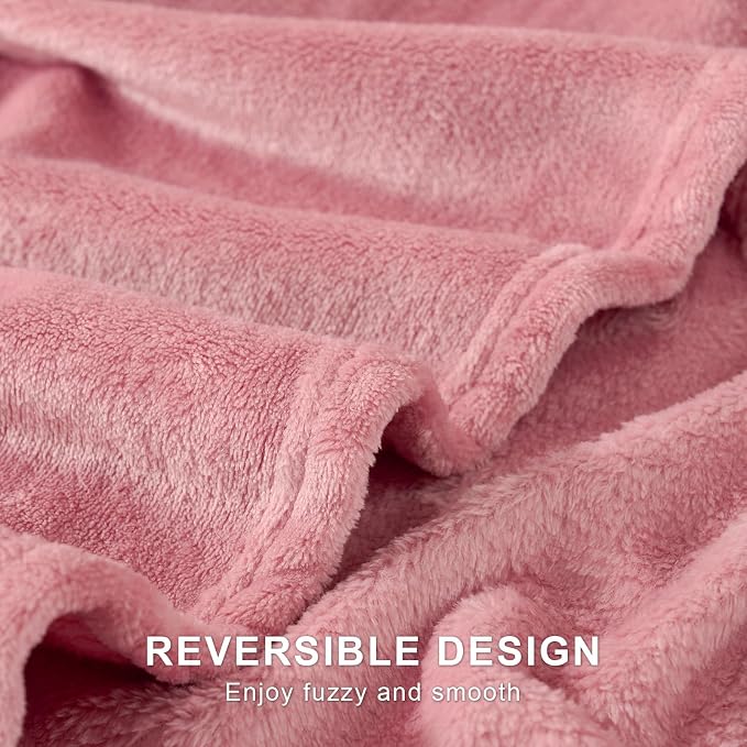 Hansleep Throw XL Fuchsia Fleece Blanket, Soft Flannel Bed Blanket | Fuzzy Cozy Blanket 50x70 Inches, Multi-use for Bed, Sofa, Couch, Travel, Camping, All Season Warm Lightweight Cover