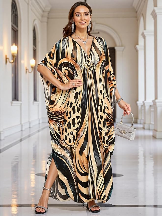 Mumu Dresses for Women Plus Size, Bohemian Kaftan Beach Cover Up Long Maxi Nightgown Soft Loungewear