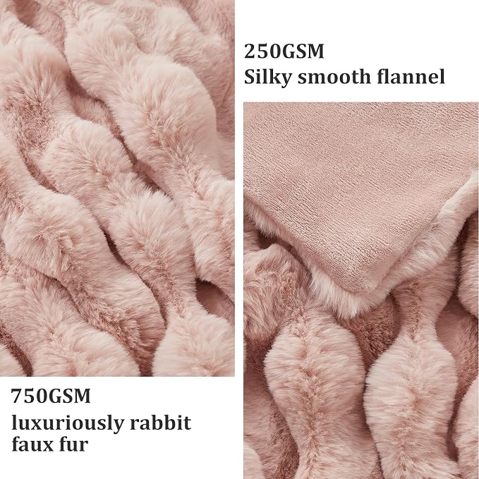 Faux Fur Throw Blanket for Couch, 1000 GSM Cozy Fuzzy Fluffy Soft Plush Thick Bubble Sherpa Blanket for Sofa Bedroom Living Room, Mothers Day Birthday Gifts for Women Home Decor