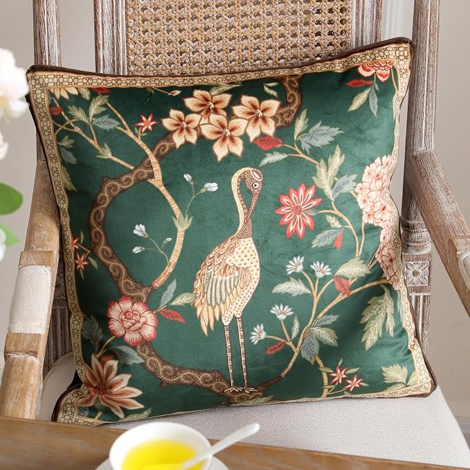 Designer French Velvet Throw Pillow Cover,Set of 2,18"x18"-Mitchell | Pillow Cover,Concealed Zipper Design,Dragonfly Pattern,Sofas,Bedroom,Living Room,Lounge Chairs,All Season Home Decor