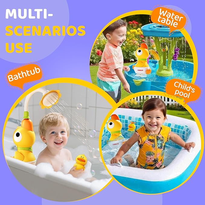 Baby Bath Toys, Baby Bath Shower Head for Bathtub with 1 Adjustable Sprayer, Control The Flow Rinser Babies with 3 Squirting Ducks for Newborns, Toddlers Kids in Bathtub Sink
