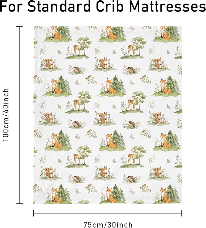 Baby Blanket for Boys Girls, Super Soft Double Layer Minky Dot Blanket with Woodland Animals, 30x40 Inch Lightweight Dotted Backing for Infant Toddler Nursery Crib, Sensory Security Throw