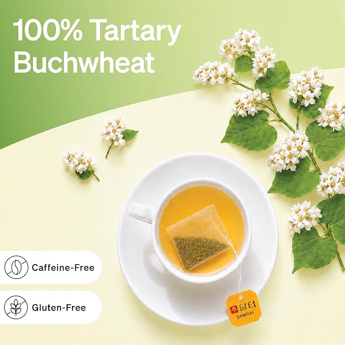 Damtuh Buckwheat Tea Bags, Korean Tartary Buckwheat Tea, Caffeine-Free, 100 Bags
