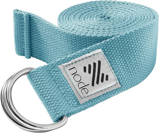 7-1/2' Yoga Strap for Stretching, Woven Cotton Blend Yoga Strap with Adjustable D-Ring Buckle for Exercise, Therapy and Fitness