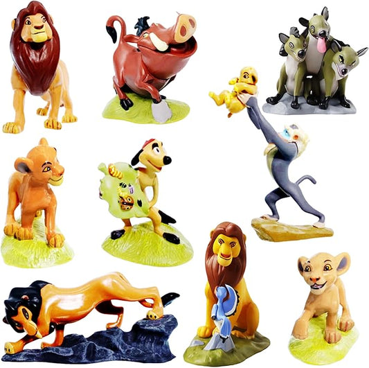 Animal Figurine Commemorative Set, Spotted Hyena&Warthog Toys, Christmas Party Cake Animal Decoration PVC Model(4.0 inch/9 Piece)
