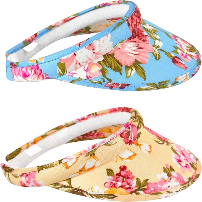 2 Pack Sun Visor Hats Women Men Clip On Wide Brim Visors Hat Outdoor Sports Golf Beach Travel Tennis Caps