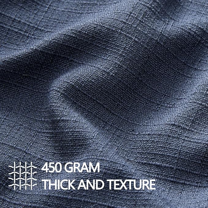 MIULEE Thick Textured Navy Blue Decorative Throw Pillow Covers 22x22 Inch | Set of 2, Linen Blend Pillow Cover, Flange Edge Design, Farmhouse Modern Boho Style, Bed Couch Living Room Decor