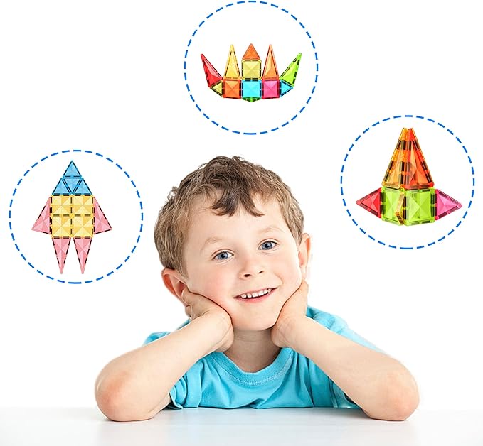 Magnet Tiles Building Block Toy Set Travel Size Mini Diamond Series Magnetic Construction Magnetized Connecting Blocks Promote Fun STEM Learning Child Brain Development for Ages 3+ EPM12