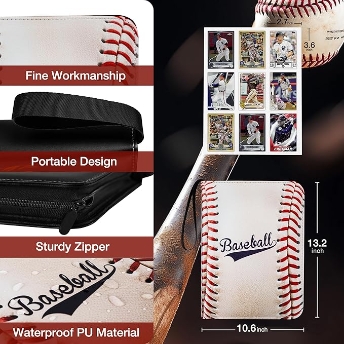 RONMONG Baseball Card Binder,2025-2026 Sports Trading Card with Sleeves Holder Album,990 Pockets Baseball Card Holder Sheets Display Storage Protectors for Collectors Boys and Girls Gift