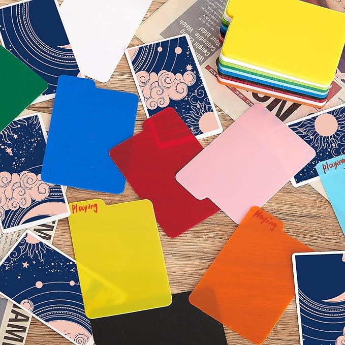 Lewtemi 50 Pcs Card Dividers PP Trading Card Page Dividers Playing Separator for Office and Sports Gathering Storage Supplies, 2.6 x 3.8 Inch, 10 Colors (Multicolor)