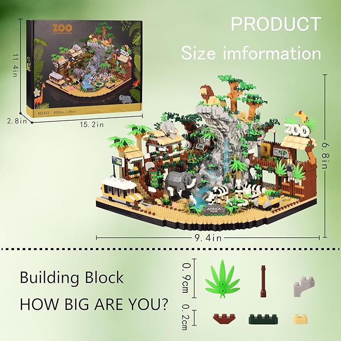 Zoo Architecture Micro Building Blocks Sets - 4800PCS, Animals Park MIni Bricks Modle Kit Toy Present for Adults and Ages of 14+