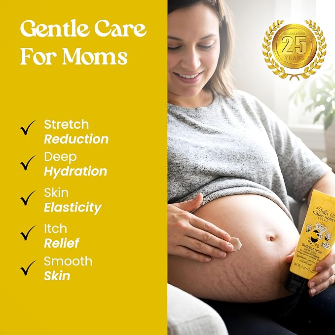 BELLA B NATURALS Tummy Honey Cream 4oz - Bella B Tummy Cream For Fading Stretch Marks - Pregnancy Cream To Prevent Stretch Marks - Stretch Marks Cream For Pregnancy - Pregnancy Stretch Mark Prevention
