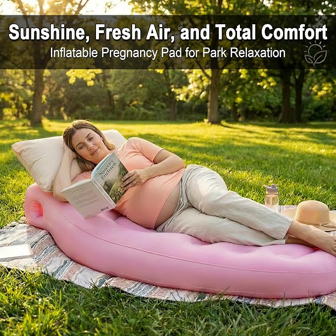 Inflatable Tummy Nest Pregnancy Pillow with Belly Hole, Belly Mattress for Pregnancy Pillow Stomach Sleepers,Maternity Pool Float,Prenatal Massage Pillow,Extra Wide&Tall,All Pregnancy Stages (Pink)