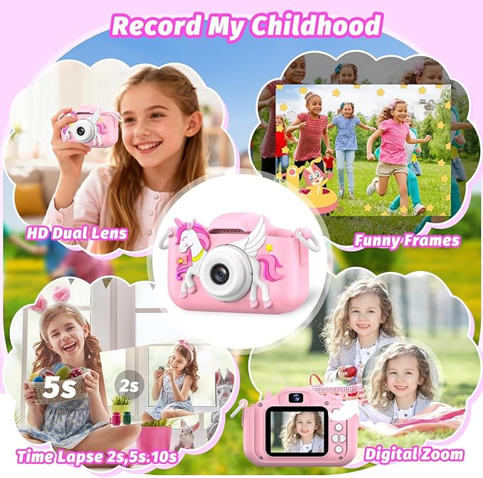 Kids Camera Toy, masterbee Children Camera Toys for Kid Age 3-12, Christmas/Birthday Gifts for Girls, 1080P HD Video Kids Digital Camera, Gift for 3 4 5 6 7 8 9 10 11 12 Year Old Girl